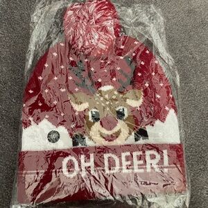 Red 'Oh Deer' Reindeer Beanie